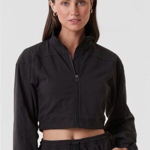 Noli Jet Black Cropped Bomber Jacket